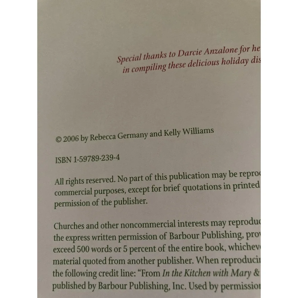 Mary & Martha Cookin' Up Christmas Cookbook Spiral Bound 2006 Holiday Recipes